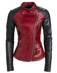 Red leather jacket at Danier