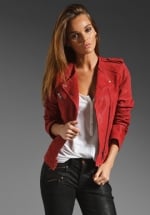 Red leather jacket like Lilys by Joie at Revolve