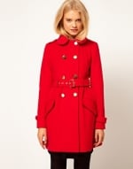 Red military style coat at ASOS at Asos