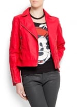 Red moto jacket at Mango at Mango