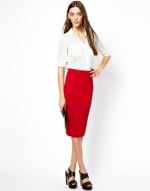 Red pencil skirt by Ganni at Asos