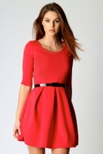 Red pleated dress at Boohoo