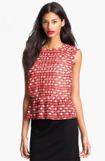 Red pleated front top like Carries at Nordstrom