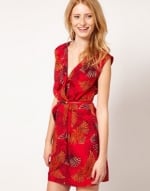 Red printed wrap dress like Quinns at Asos