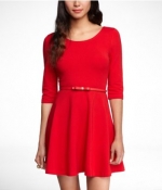 Red scoop neck dress at Express at Express