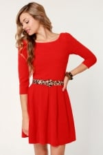 Red sleeved dress from Lulus at Lulus