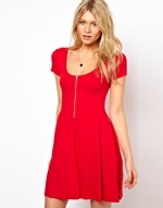 Red zip front dress at ASOS at Asos