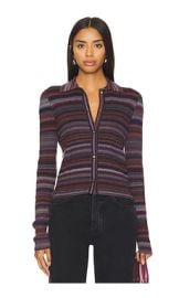 Redone Ribbed Polo Cardigan In Lavender Combo at Revolve