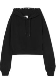 Reebok X Victoria Beckham - Cropped embroidered cotton-jersey hoodie at Net A Porter