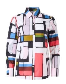 Reese Abstract Geo Printed Top Halsbrook at Halsbrook