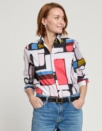 Reese Long Sleeve Abstract Geo Print Shirt Hinson Wu at Hinson Wu