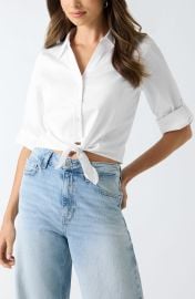 Reeya Tie Front Poplin Shirt at Nordstrom