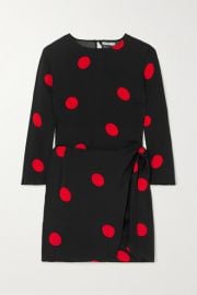 Reformation - Janae wrap-effect polka-dot crepe de chine mini dress at Net A Porter