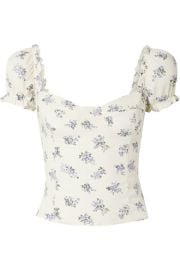 Reformation - Jewel cropped shirred floral-print crepe top at Net A Porter