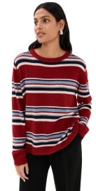 Reformation Cashmere Boyfriend Sweater Crimson Multi Stripe XS at Shopbop