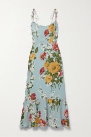 Reformation Enya Floral Print Tie Shoulder Dress at Net a Porter