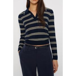 Reformation Hermia Stripe Merino Wool Polo Sweater at Nordstrom