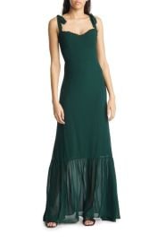 Reformation Jasen Tie Strap Ruffle Maxi Dress in Forest Size 2 at Nordstrom