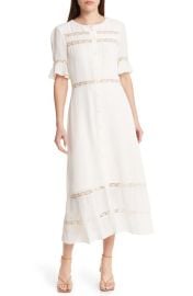 Reformation Woodson Lace Inset Button Front Maxi Dress at Nordstrom