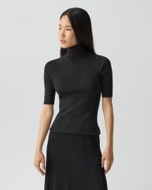 Regal Wool Leenda Short-Sleeve Turtleneck at Theory