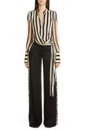 Regalia Stripe Fringe Silk Chiffon Top at Nordstrom