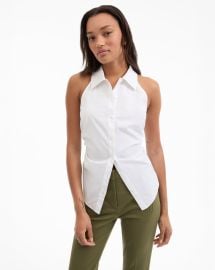 Regina Sleeveless Button Down Shirt in White at Veronica Beard