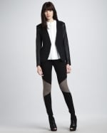 Reginas leather sleeve jacket by Theory at Neiman Marcus