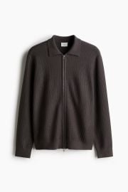 Regular Fit Rib-Knit Cardigan - Dark brown - Men HampM US at H&M