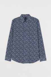 Regular Fit Shirt in Dark Blue / Paisley Patterned at H&M