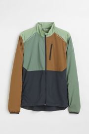 Regular Fit Water-repellent Running Jacket - Khaki greencolor-block - Men HampM US at H&M