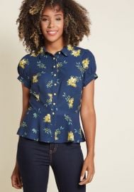 Regularly Scheduled Sass Button-Up Top in Floral by Collectif at Modcloth at Modcloth