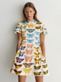 Reiss | NYBG Butterfly-Print Mini Dress in Ivory - Size US 0 at Reiss
