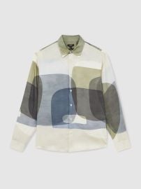 Reiss Abstract-Print Long-Sleeve Shirt in Multi REISS at Reiss