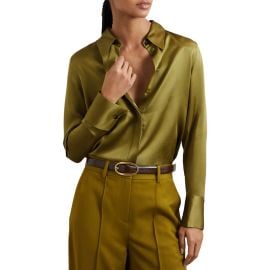 Reiss Ameira Silk Satin Button-Up Shirt at Nordstrom