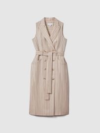 Reiss Andie Wool Blend Striped Double Breasted Midi Dress REISS USA at Reiss