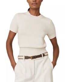Reiss Anita Knit Crewneck Top in Ivory at Bloomingdales