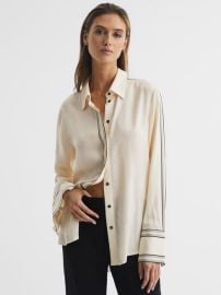 Reiss Bailey Satin Shirt in Ivory at Reiss