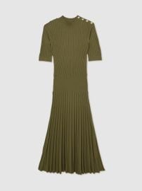 Reiss Button-Detail Knitted Midi Dress in Green REISS at Reiss