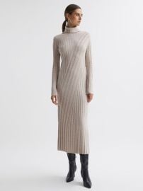 Reiss Cady Fitted Knitted Midi Dress REISS USA at Reiss