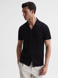 Reiss Caspa Mercerised Jersey Cuban Collar Shirt REISS USA at Reiss