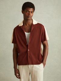 Reiss Castro Oversized Plisse Cuban Collar Shirt at Reiss