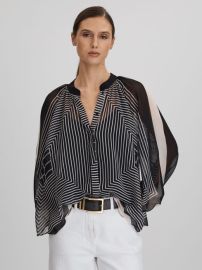 Reiss Charli Blouse in Black Cream at Reiss