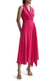 Reiss Claire Pleated Asymmetric Hem Dress at Nordstrom