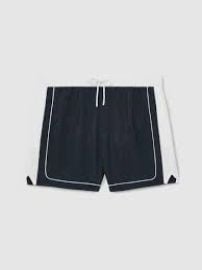 Reiss Colour-Block Piped-Trim Swim Shorts in NavyWhite REISS at Reiss