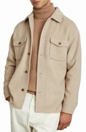 Reiss Compton Herringbone Wool Blend Overshirt at Nordstrom