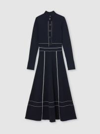 Reiss Contrast-Stitch Knitted Midi Dress in Navy REISS at Reiss