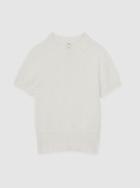 Reiss Cotton And Wool Crew-Neck Top in Ivory REISS at Reiss