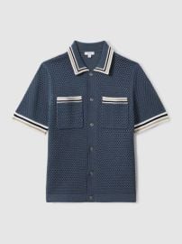 Reiss Coulson Cotton Blend Crochet Shirt REISS USA at Reiss