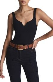 Reiss Daisy Notch Neck Rib Sweater Tank in Navy Size X-Small at Nordstrom