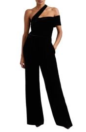 Reiss Daria One-Shoulder Wide Leg Velvet Jumpsuit at Nordstrom